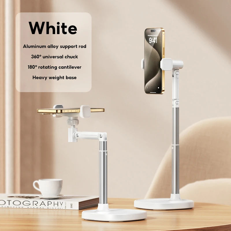 MoZhao Phone Desktop Stand Live Broadcast Overhead Adjustable Lifting Telescopic Selfie Rotating Aluminum Alloy Support Frame