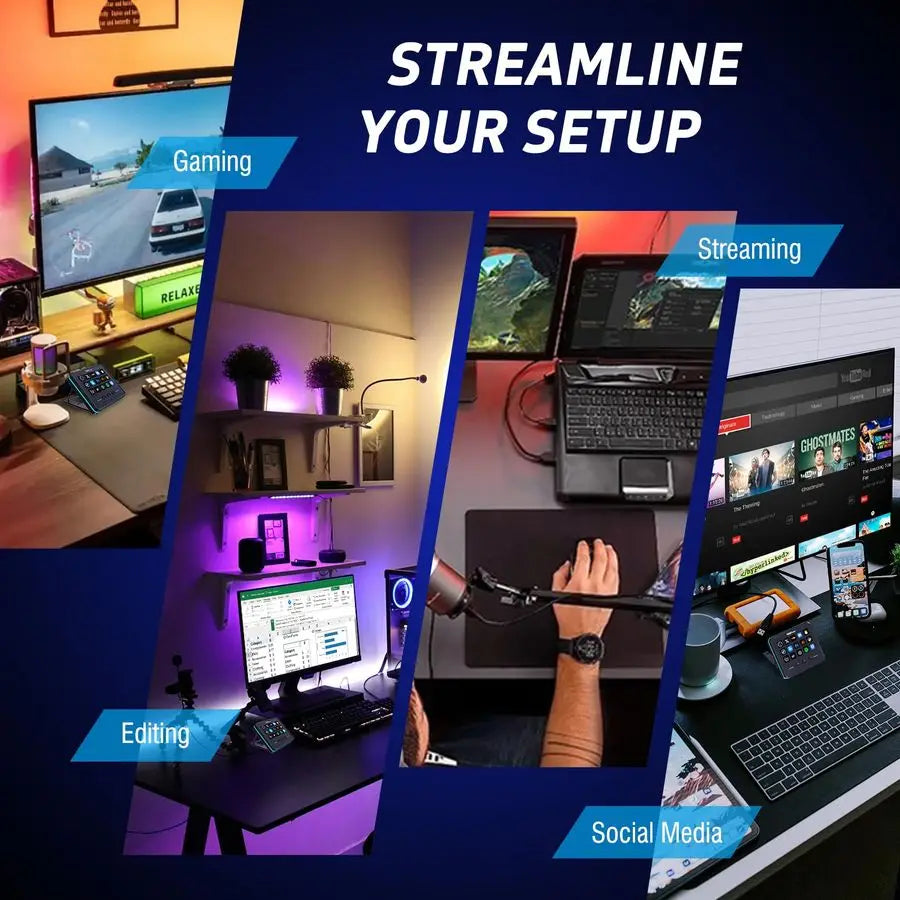 Macro Keypad, Stream Controller Deck Gaming Streaming Shortcut Keyboard, 18 Programmable Keys Customizable Visual AI Pad USB Sou