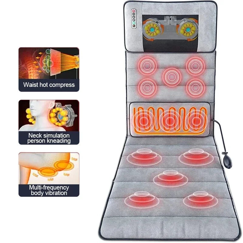 Electric Massage Mat Multifunctional Full Body Massager With Heating Kneading Vibrating Neck Back Relaxation Home Massage Pad