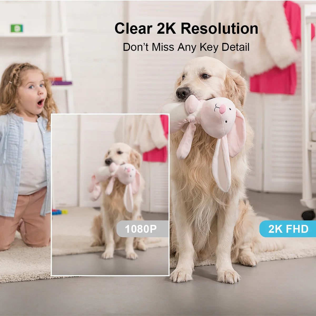 GENBOLT 2K WiFi Indoor House Security Camera Wireless, Pan Tilt Pet Camera with 5000mAh Battery Powered, IP Camera CCTV Nanny Dog Cam Baby Monitor with PIR Detection