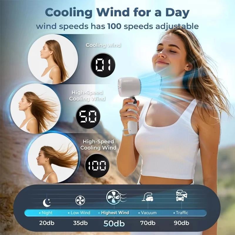 Mini Handheld USB Fan Strong Breeze Fast Charging Silent High-Speed Air Cooling Portable Fan Personal for Travel Outdoor