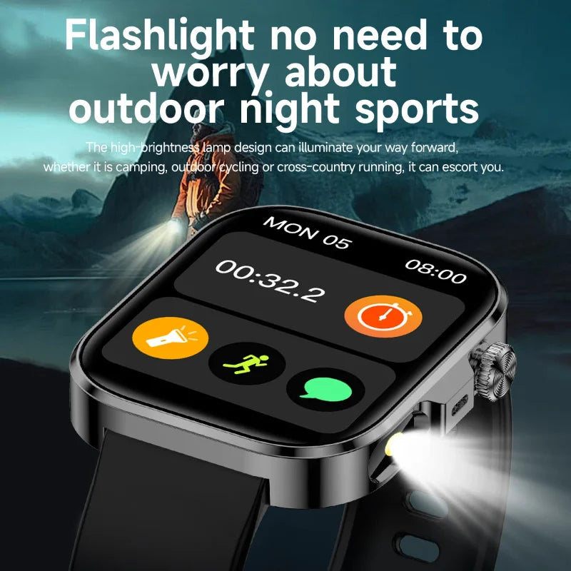 New Smartwatch with 2.01 Inch HD Display, Wireless Calling, Message Notifications, Weather Forecasts, Sports Tracker, LED Lighting,Alarm Clock, Suitable for Men, Women, for IPhone & Android