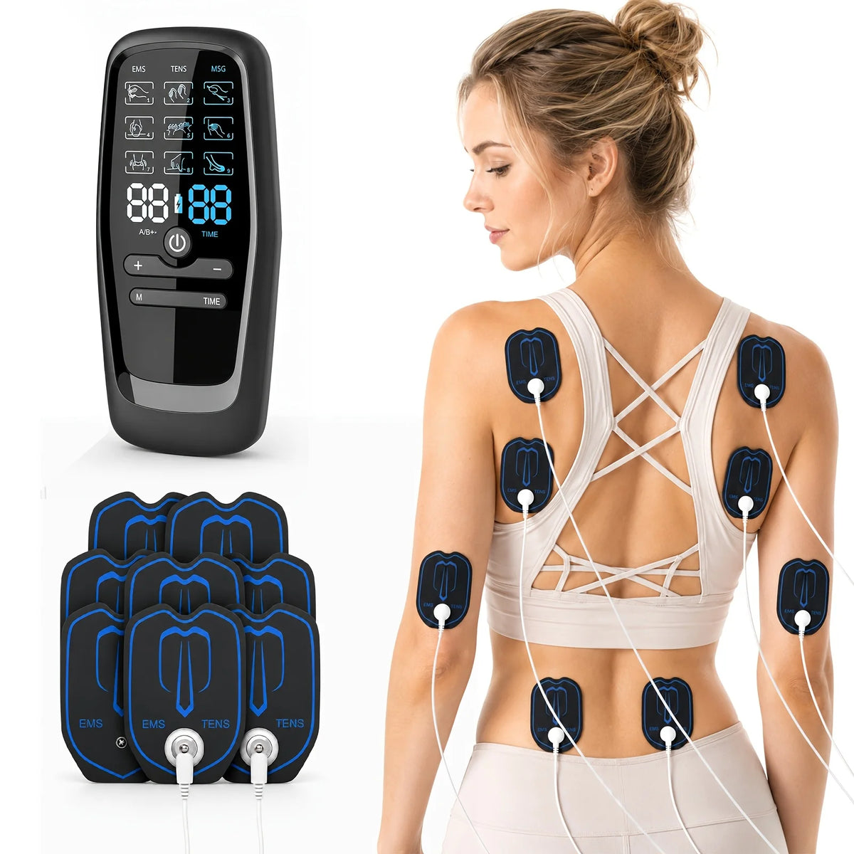 TENS Unit Muscle Stimulator, Rechargeable Dual Channel TENS EMS Machine, Back Neck Shoulder Leg