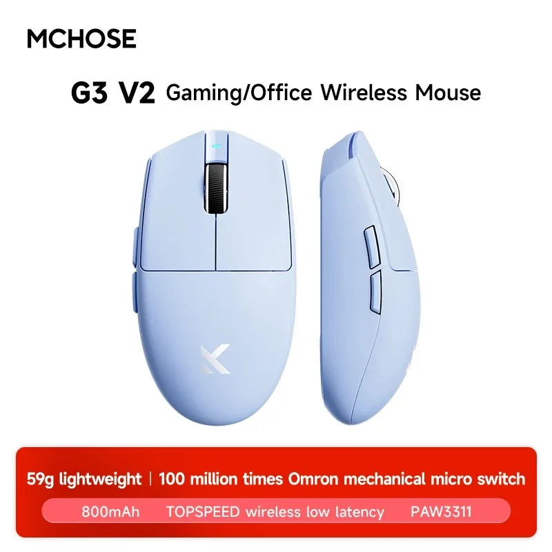 MCHOSE G3 V2 Wireless Gaming Mouse E-sports Lightweight Three Mode Bluetooth PAW3311 High Performance 800mAh Office 59g Mouse