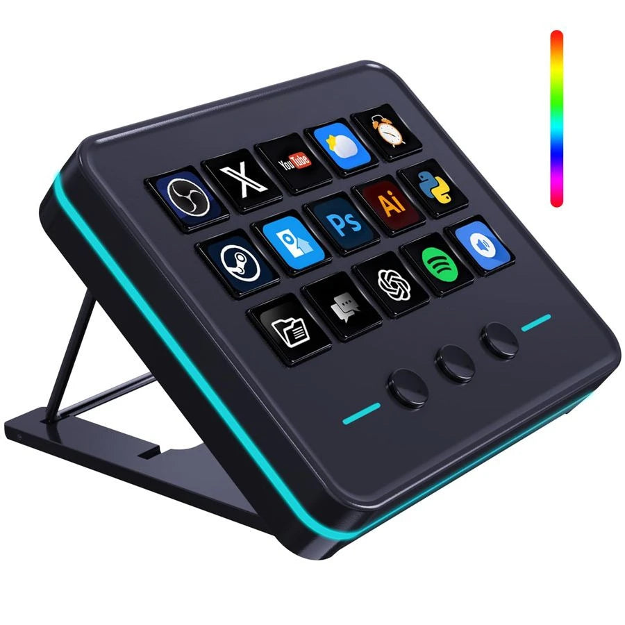 Macro Keypad, Stream Controller Deck Gaming Streaming Shortcut Keyboard, 18 Programmable Keys Customizable Visual AI Pad USB Sou