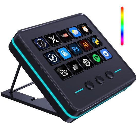 Macro Keypad, Stream Controller Deck Gaming Streaming Shortcut Keyboard, 18 Programmable Keys Customizable Visual AI Pad USB Sou