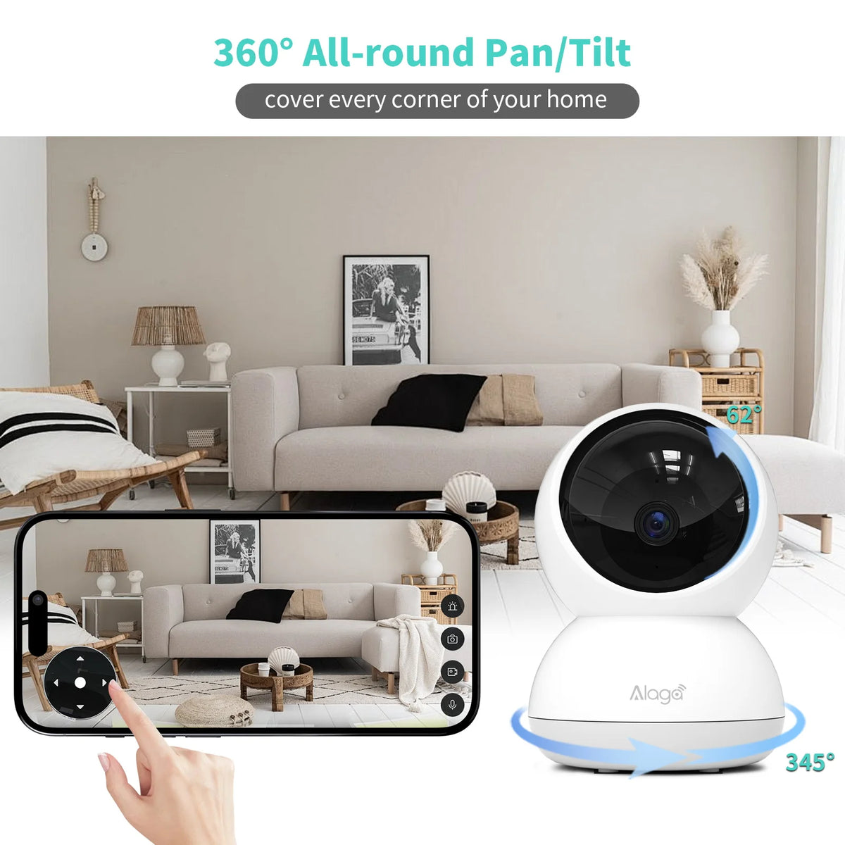 2K Smart Home Security Camera 5G/2.4GHz Wireless WiFi Auto Tracking CCTV Camera 3MP PTZ 2-Way Audio,Night Vision Baby Monitor