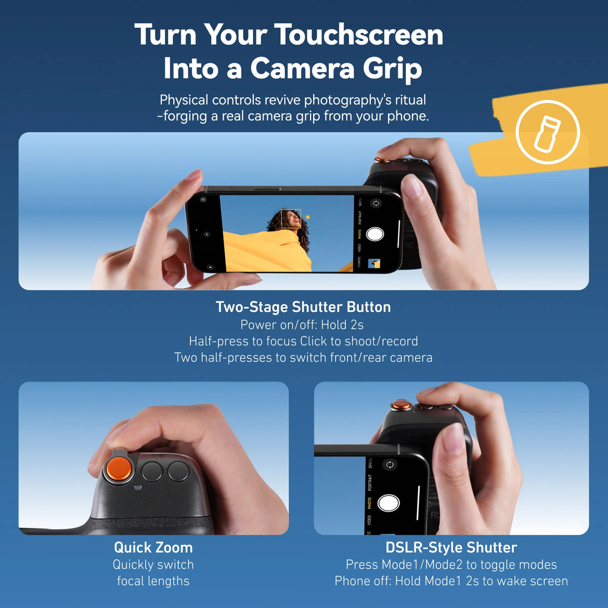 TELESIN Magnetic Phone Camera Shoot Hand Grip Universal Smart Phone Holder Shooting Aid Remote Control Handle for Iphone Andriod