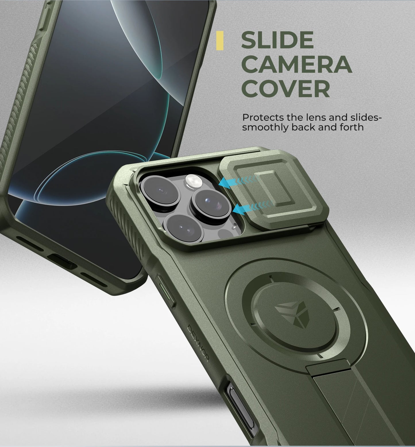For iPhone 16 Pro Max  Case with Slide Camera Cover & Adjustable Kickstand Rugged Shockproof Protective Heavy-Duty Bumper Cases