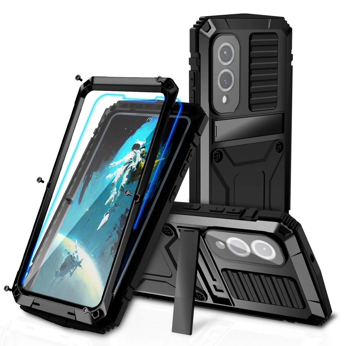 Rugged Case For Samsung S25Edge S24+ S23 Plus S25 Ultra Aluminum Metal Shockproof Heavy Duty Cover Screen Protector