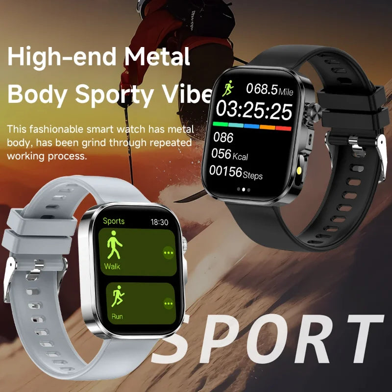 New Smartwatch with 2.01 Inch HD Display, Wireless Calling, Message Notifications, Weather Forecasts, Sports Tracker, LED Lighting,Alarm Clock, Suitable for Men, Women, for IPhone & Android