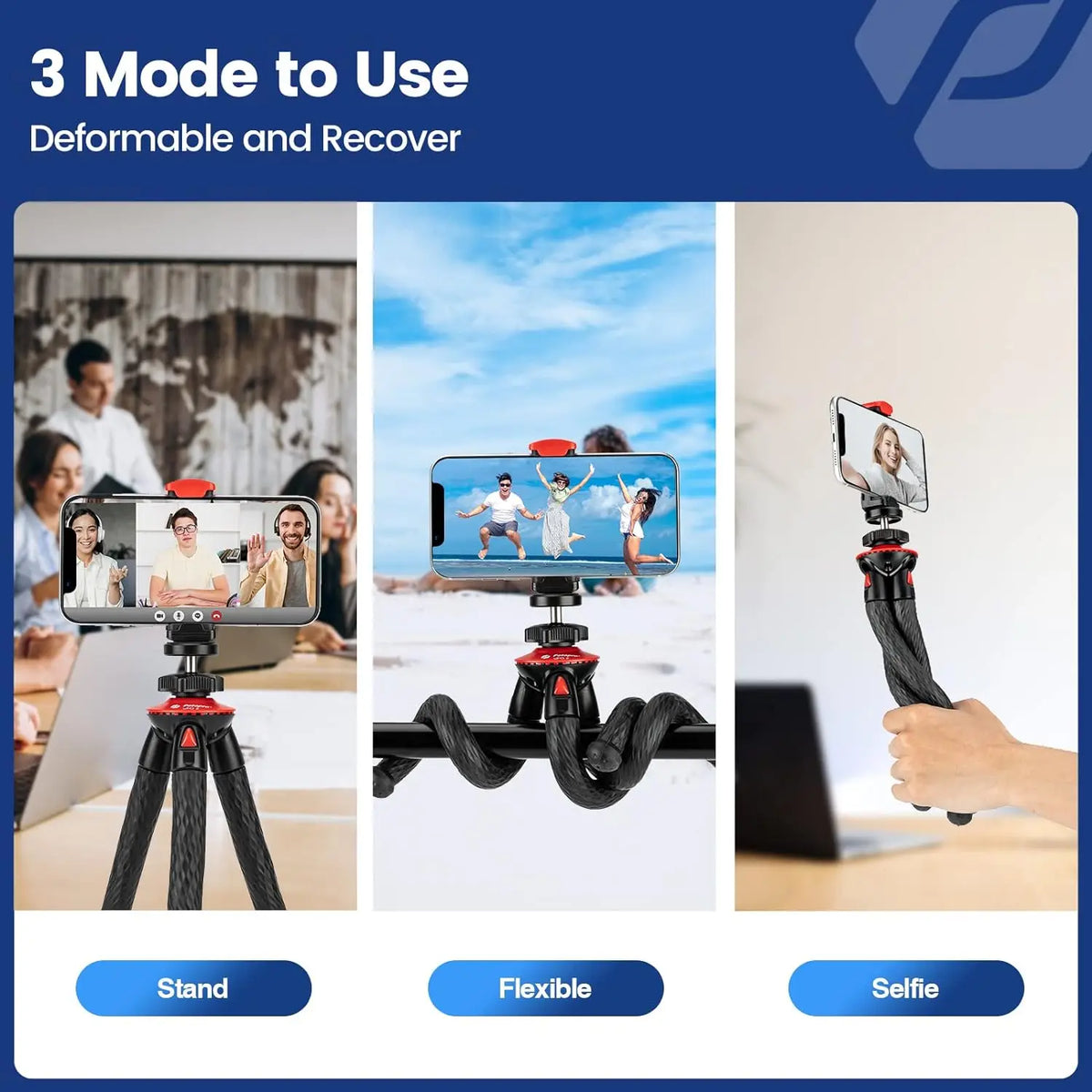 Fotopro UFO2 SET Tripod for iPhone Flexible Camera Tripod with Adapter Travel Phone Tripod Stand for Live Streaming Video