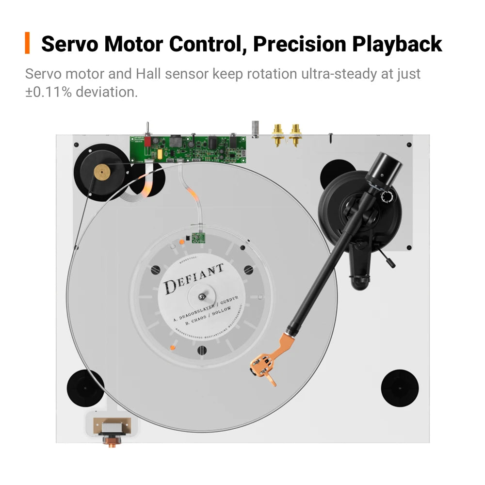 Fosi Audio LUNA 3 Vinyl Record Player HiFi Audio Decoder Belt-Drive Turntable with Servo Motor & Acrylic Platter VM95E Cartridge