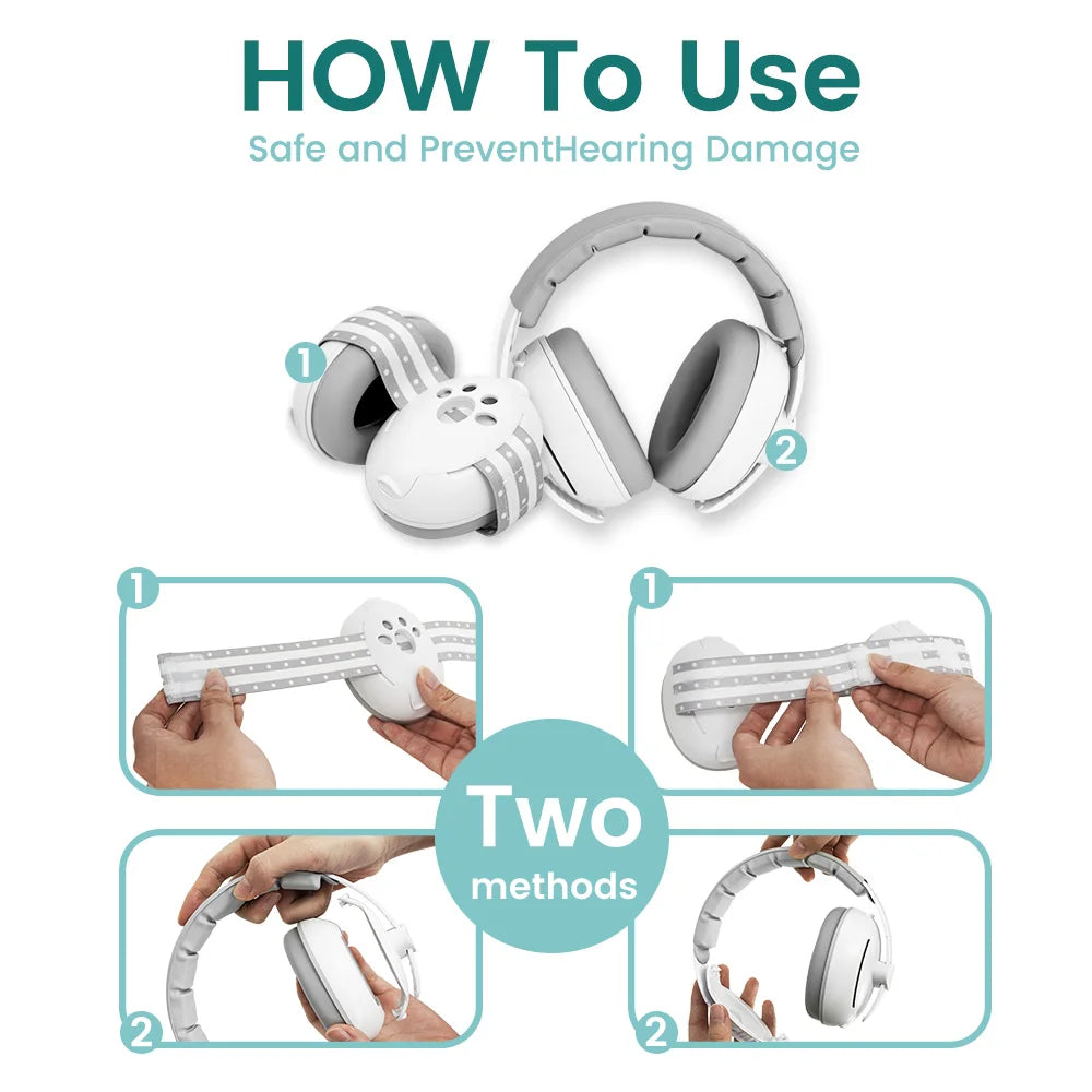 Baby Ear Protection Noise Cancelling Headphones for Babies, 2-in-1 Baby Ear Protection, Baby Travel Essentials for Outdoor