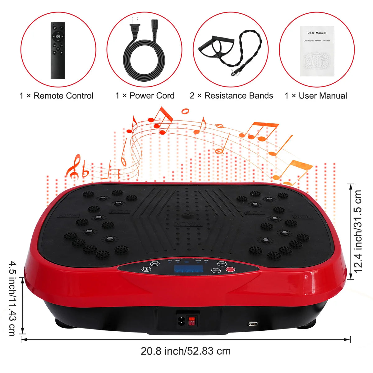 Vibration Plate Exercise Machine Portable Fat-Burning Machine Weight Loss 220 lbs Full-Body Workout Shaker BT Remote Control