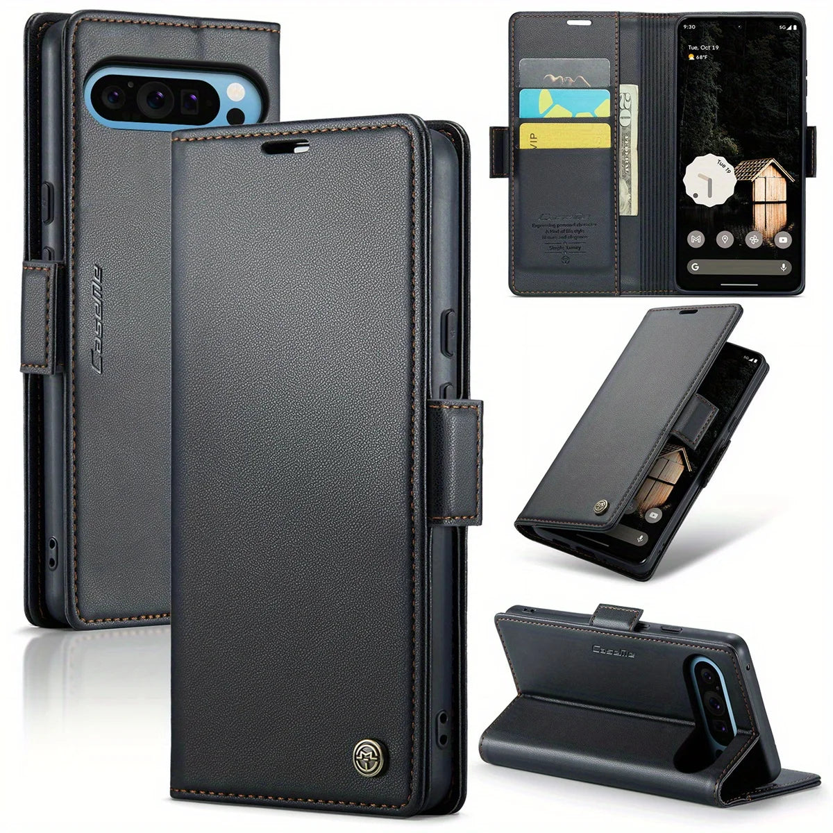 For Google Pixel 9 Pro XL 8Pro 7A 8A 9A Case With Card Holder, Wallet Case With RFID Blocking, Kickstand Magnetic Clasp Case