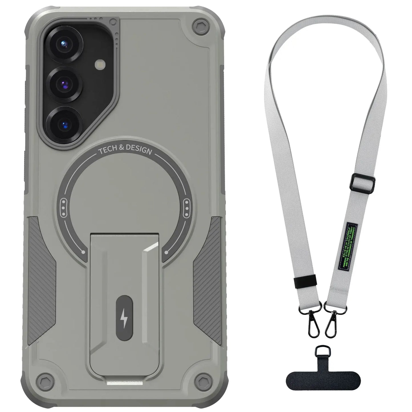 For Samsung Galaxy S25/Plus/Ultra/S25 Edge/S24/Plus/S24 Ultra Phone Case Shockproof Heavy Duty Kickstand Cover With Lanyard