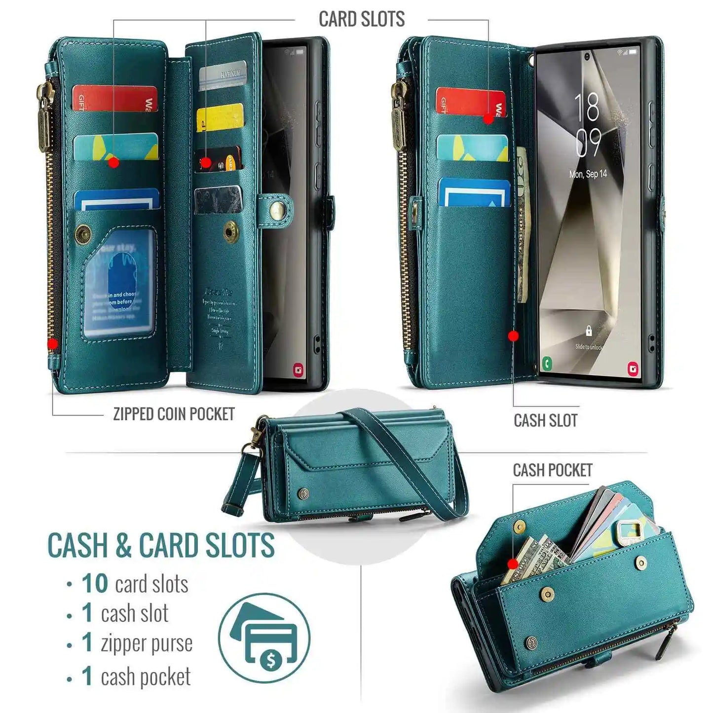 Crossbody for Samsung Galaxy S24 S23 Ultra S22 S21 S20 Case Wallet Card Holder