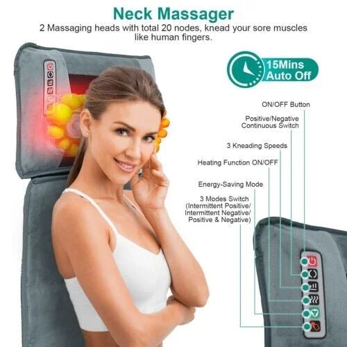 Electric Massage Mat Multifunctional Full Body Massager With Heating Kneading Vibrating Neck Back Relaxation Home Massage Pad