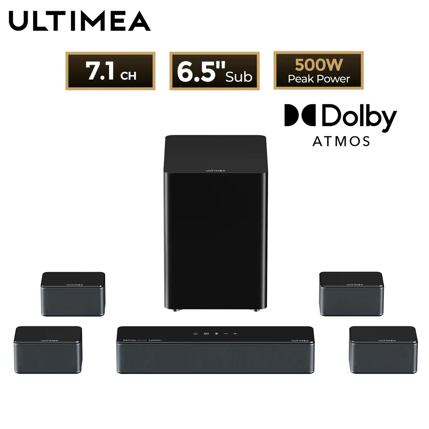 Surround Sound System Sound bar for TV with Dolby Atmos&APP Control, Home Cinema Bluetooth Speaker with Subwoofer