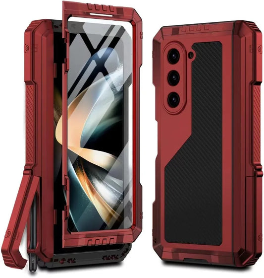 3 Layers Heavy Duty Metal Phone Case For Samsung Z Fold 7 6 5 4 Shockproof Aluminium Silicone Cover With Stand Screen Soft Film