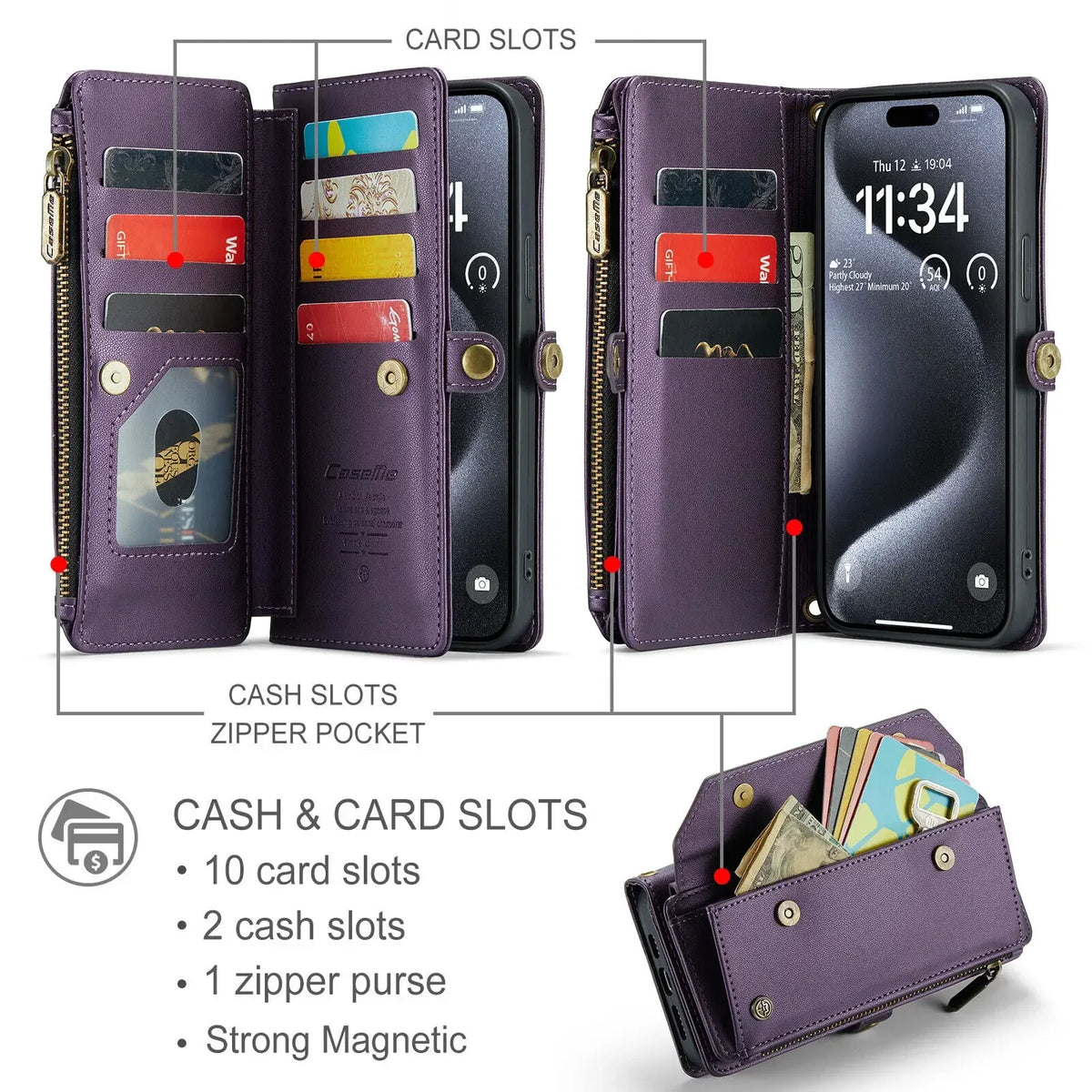 Crossbody for iPhone 16 15 14 13 12 11 Pro Max XS XR SE Case Wallet Card Holder