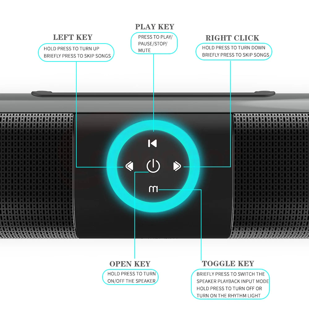 Wireless Soundbar Bluetooth Sound Bar Music System Super Powerful Speaker Wired Surround Stereo Home Theater TV Caixinha De Som