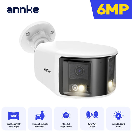 ANNKE Smart Home 180° 8MP/6MP DUO POE Dual Lens Wide View Outdoor Video POE Camera,4K AI Human Detect,8MP Security CCTV Camera