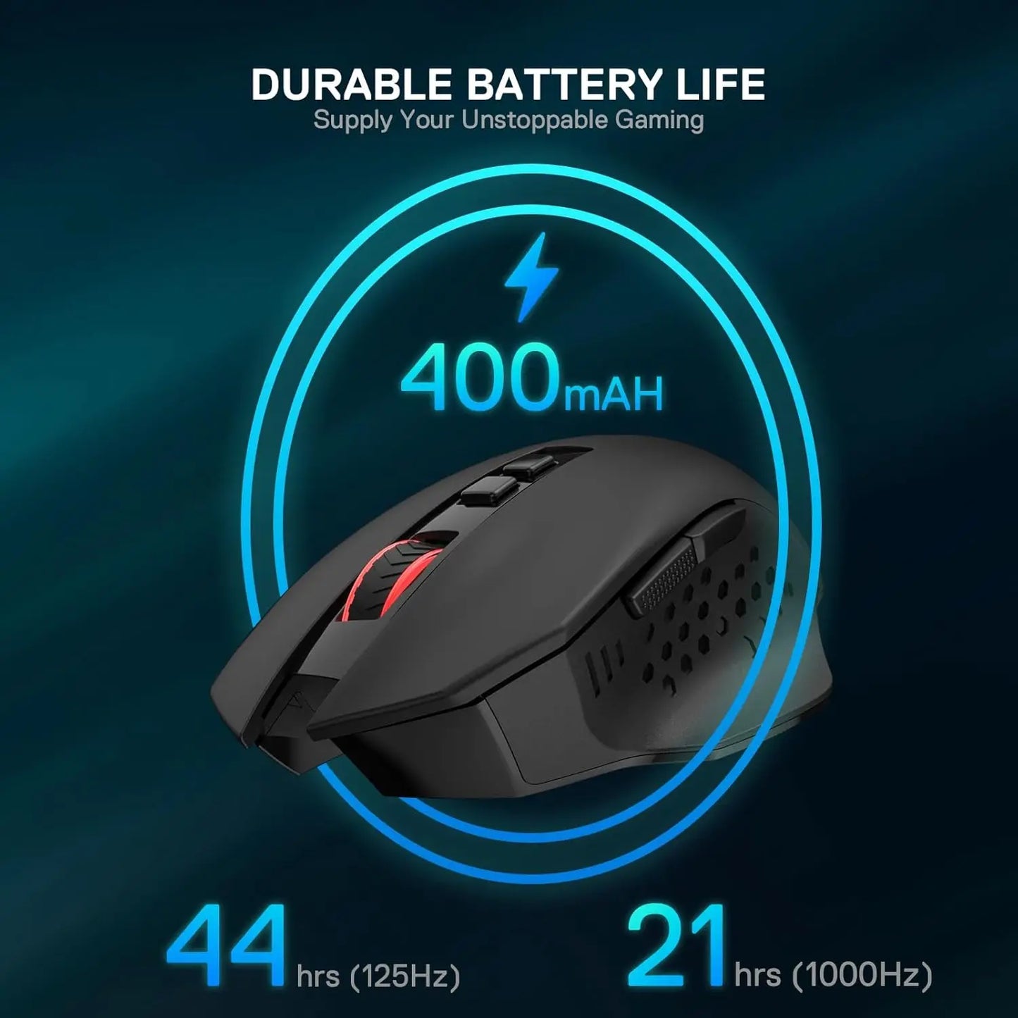 Redragon M656 MAX 3-Mode Wireless Gaming Mouse 10000 DPI Rechargeable Gaming Mice   5 DPI Levels, 7 Macro Buttons, RGB Backlight