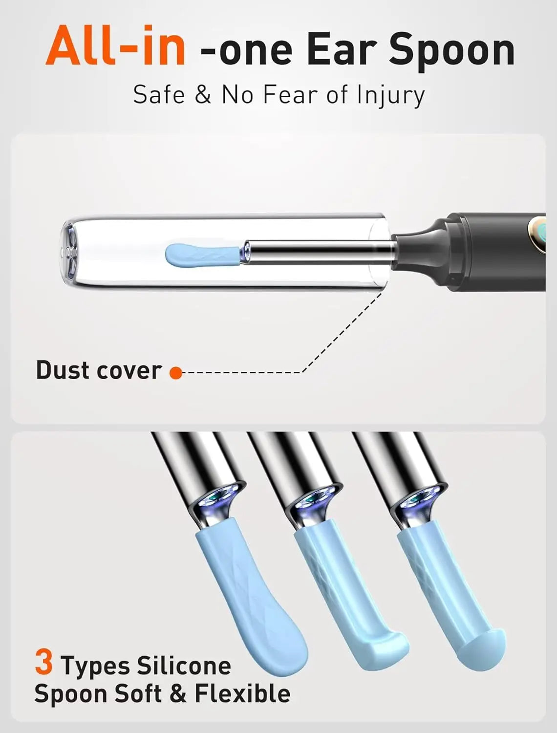 1080P HD Ear Wax Removal Tool Camera with 50 Tips, Otoscope for iPhone Android