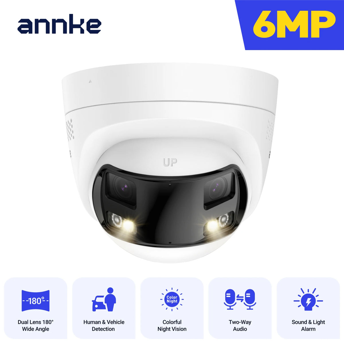 ANNKE Smart Home 180° 8MP/6MP DUO POE Dual Lens Wide View Outdoor Video POE Camera,4K AI Human Detect,8MP Security CCTV Camera