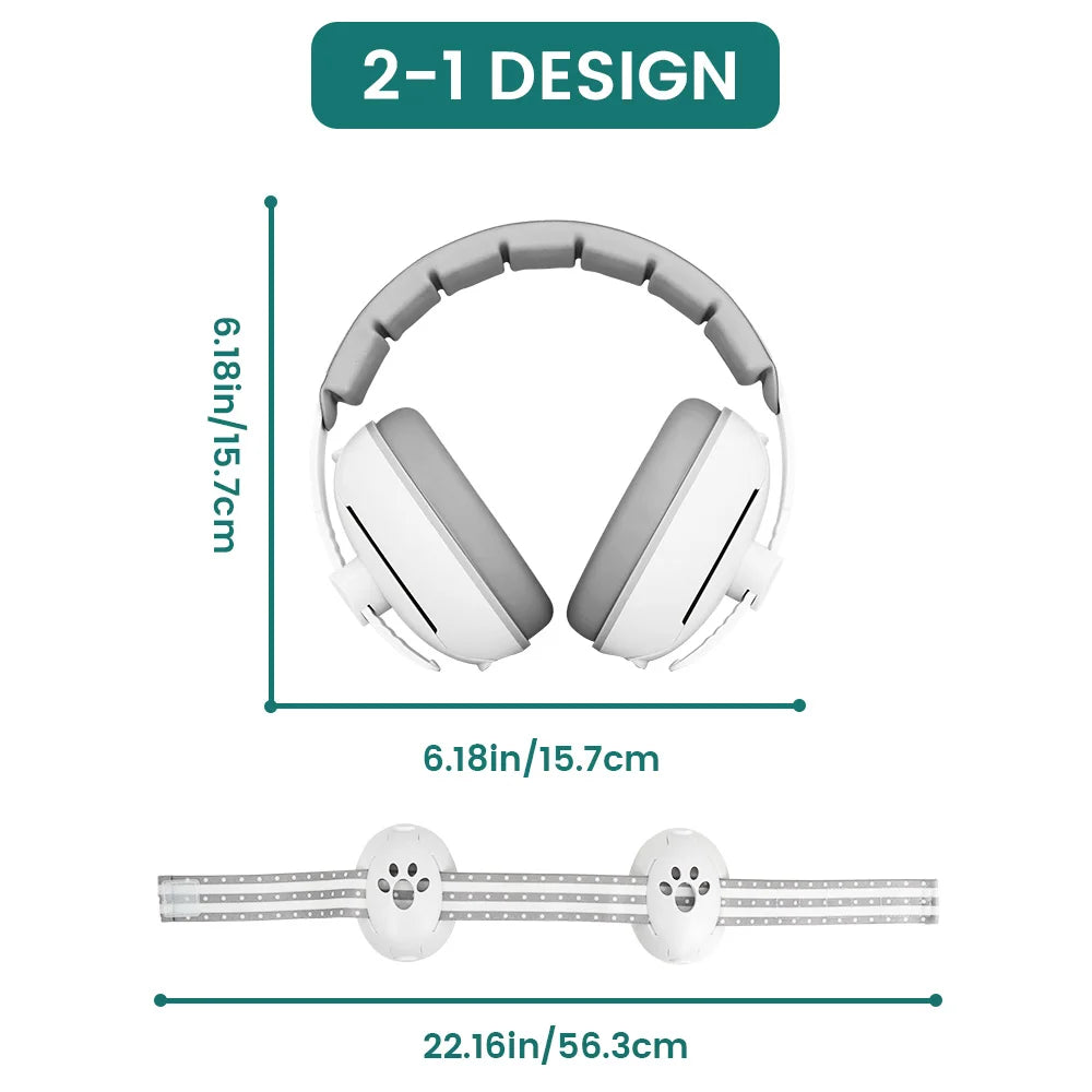 Baby Ear Protection Noise Cancelling Headphones for Babies, 2-in-1 Baby Ear Protection, Baby Travel Essentials for Outdoor