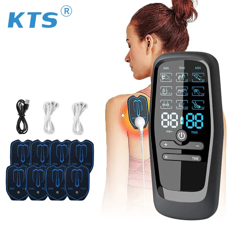 Tens Electric Pulse Massage TENS Massager EMS Muscle Stimulator Acupuncture Rechargable Dual Output Low Frequency Body Pain Relief