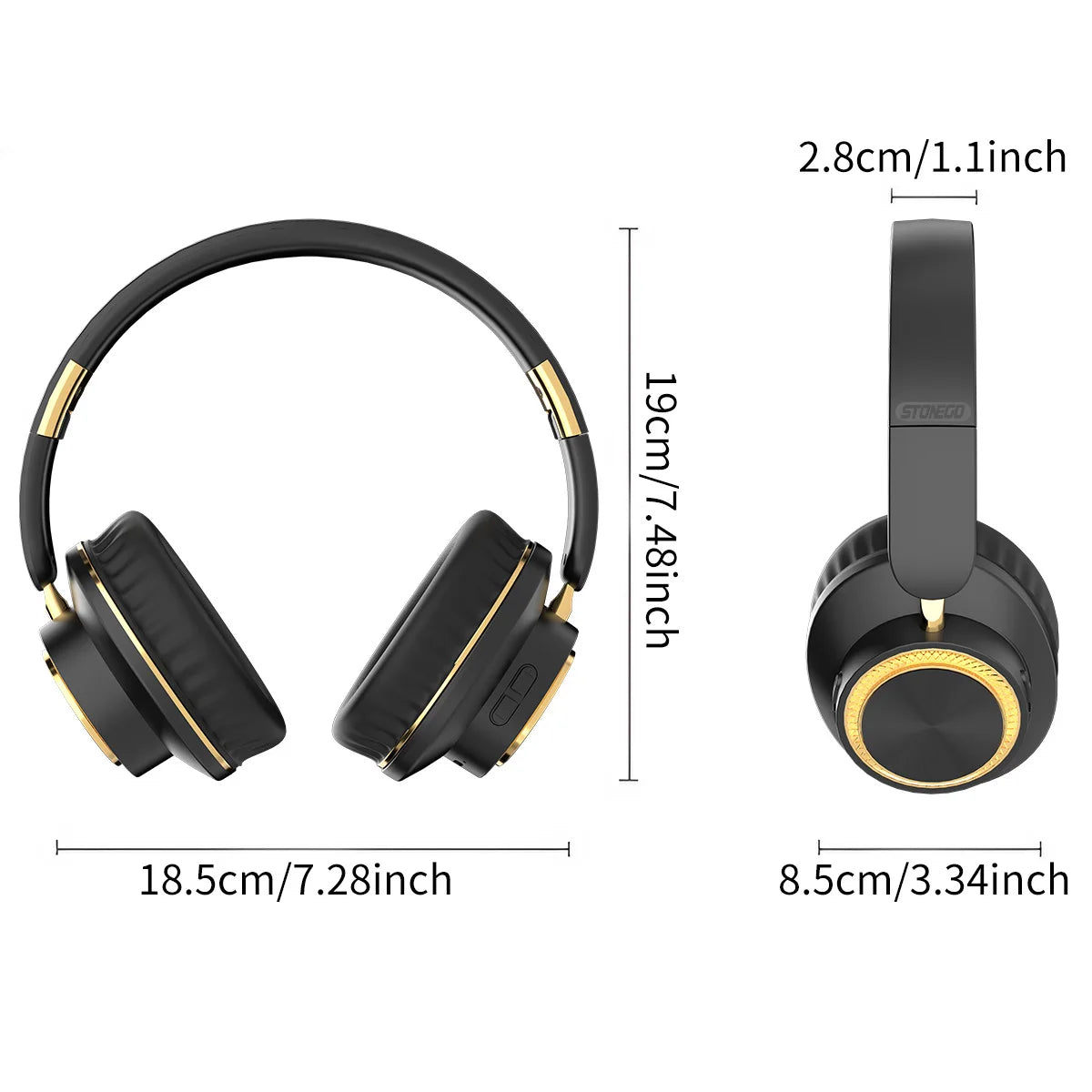 Foldable Bluetooth Headphones Wireless Gaming Headset Bluetooth 5.3 Over Ear HiFi Heavy Bass Stereo Sound Deep Bass Extended Battery Life Comfortable Over Ear Fit Built-in Mic For PC Phone Laptop Portable Travel Earphones Wit