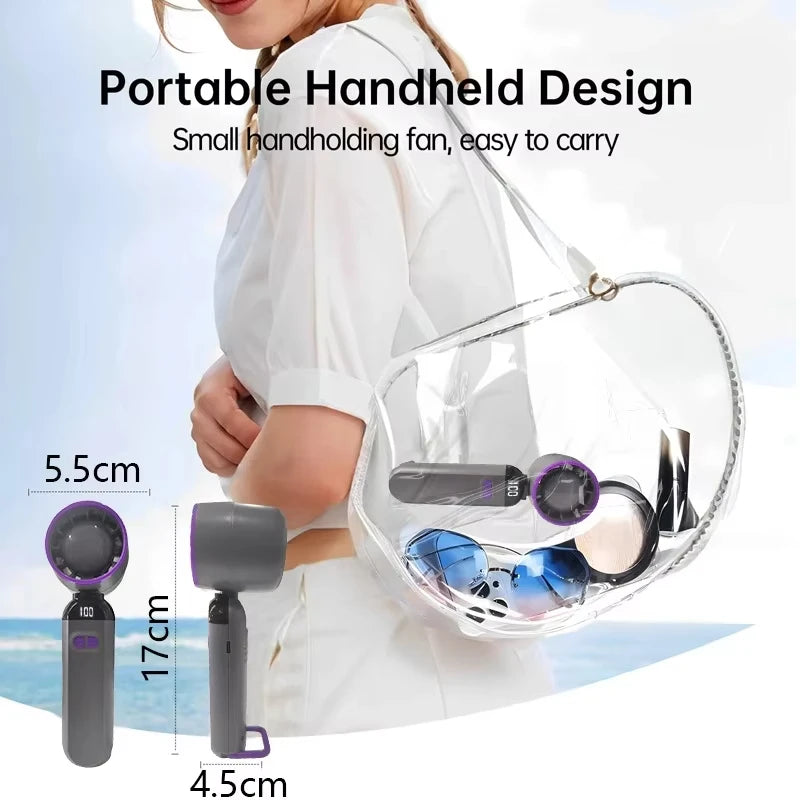 Mini Handheld USB Fan Strong Breeze Fast Charging Silent High-Speed Air Cooling Portable Fan Personal for Travel Outdoor