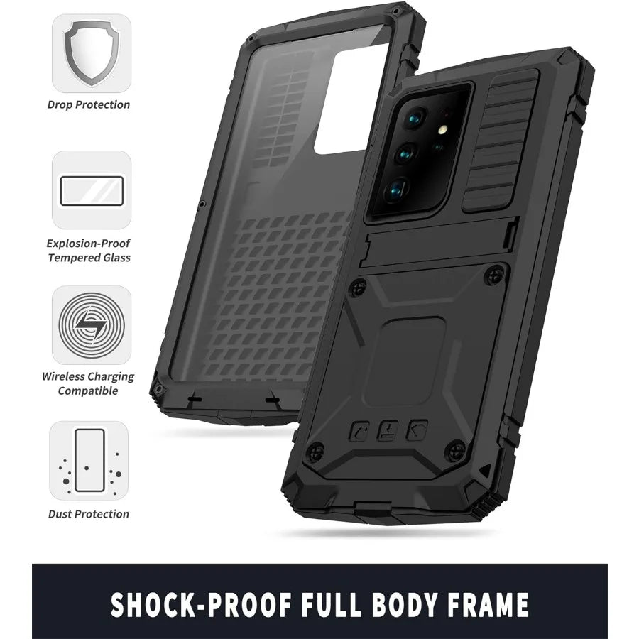 Rugged Case For Samsung S25Edge S24+ S23 Plus S25 Ultra Aluminum Metal Shockproof Heavy Duty Cover Screen Protector