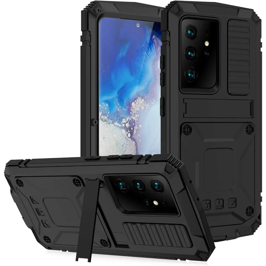 Rugged Case For Samsung S25Edge S24+ S23 Plus S25 Ultra Aluminum Metal Shockproof Heavy Duty Cover Screen Protector