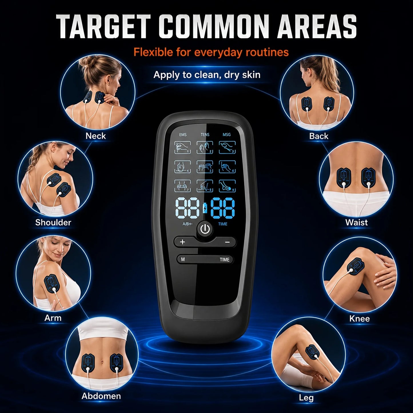 TENS Unit Muscle Stimulator, Rechargeable Dual Channel TENS EMS Machine, Back Neck Shoulder Leg
