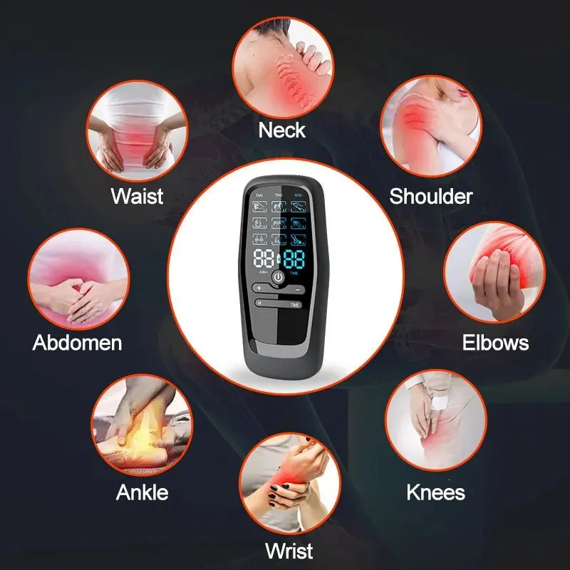 Tens Electric Pulse Massage TENS Massager EMS Muscle Stimulator Acupuncture Rechargable Dual Output Low Frequency Body Pain Relief
