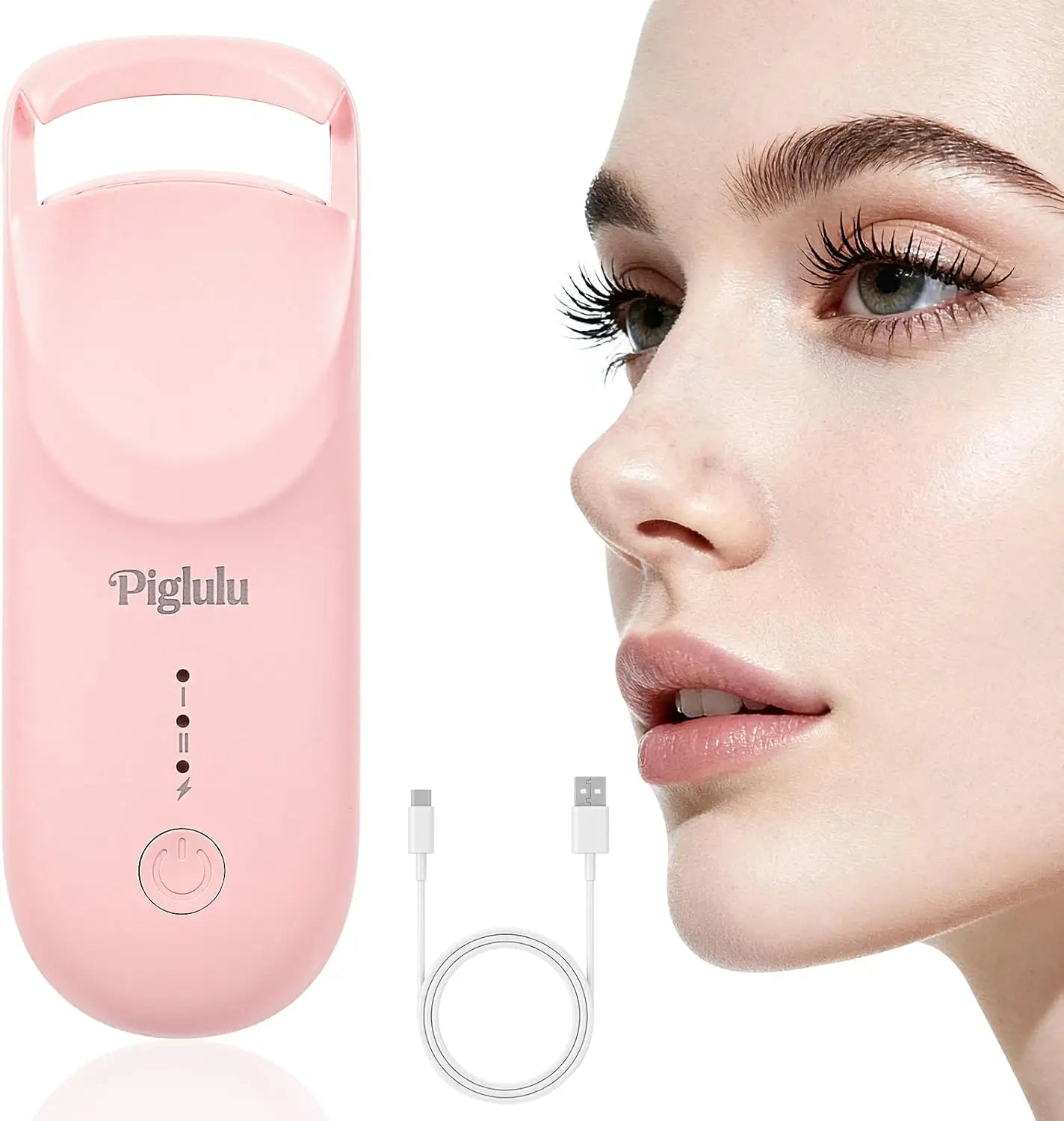 Mini Electric Eyelash Curler for Women: Fast Heating, Long-Lasting Curl, 2 Temp Levels, Safe Silicone Pad, USB-C Charging