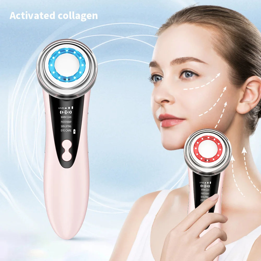 4 in1 Facial Massager Red Blue Light Therapy Vibration Skin Tightening Face Lifting Anti Wrinkle Beauty Device Skin Care Tool