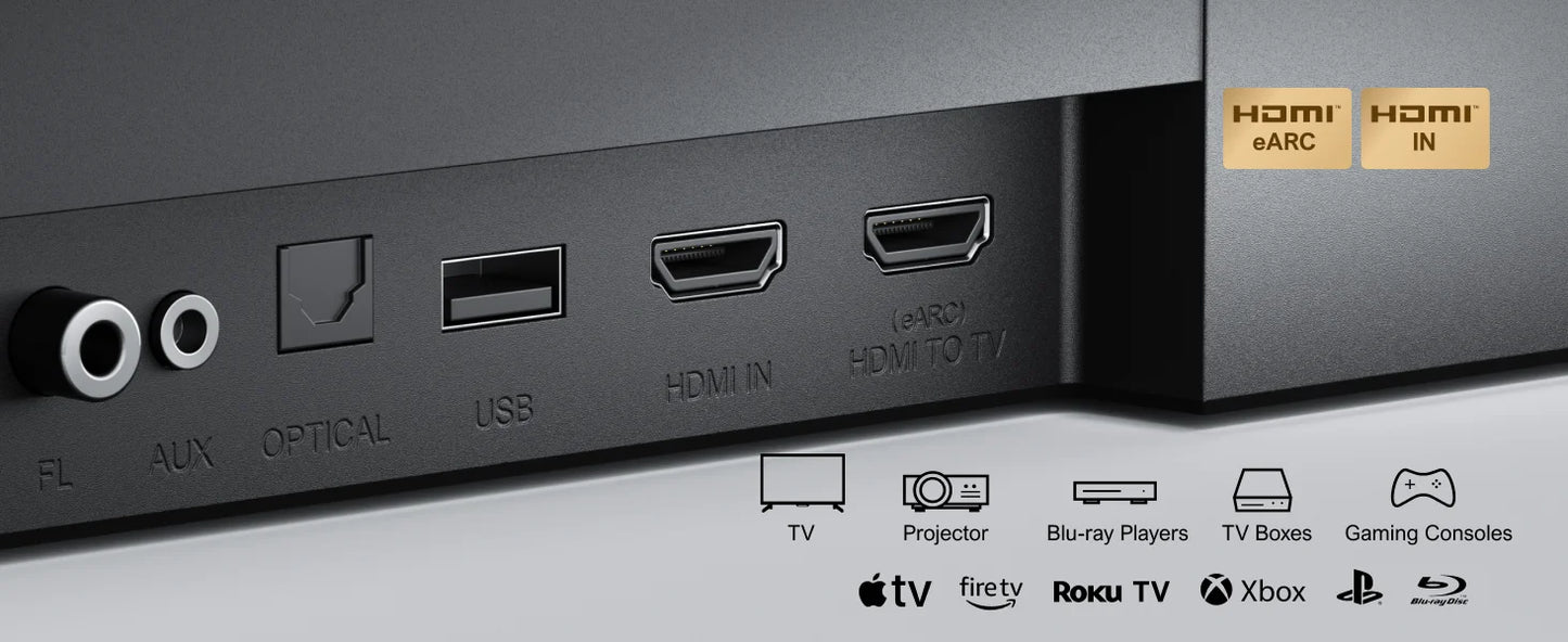 Surround Sound System Sound bar for TV with Dolby Atmos&APP Control, Home Cinema Bluetooth Speaker with Subwoofer