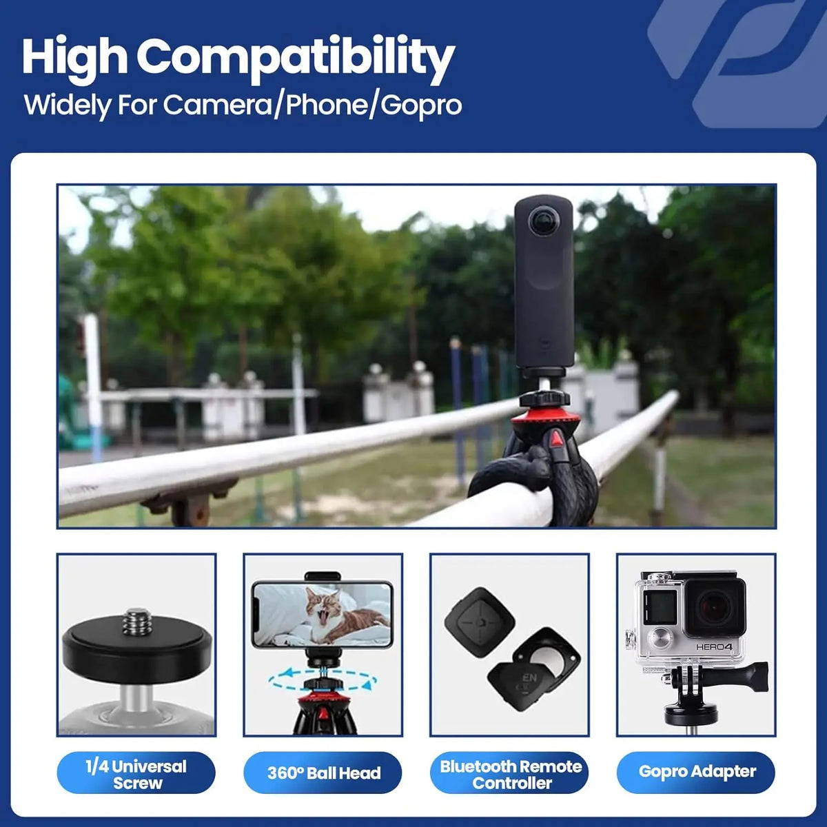 Fotopro UFO2 SET Tripod for iPhone Flexible Camera Tripod with Adapter Travel Phone Tripod Stand for Live Streaming Video