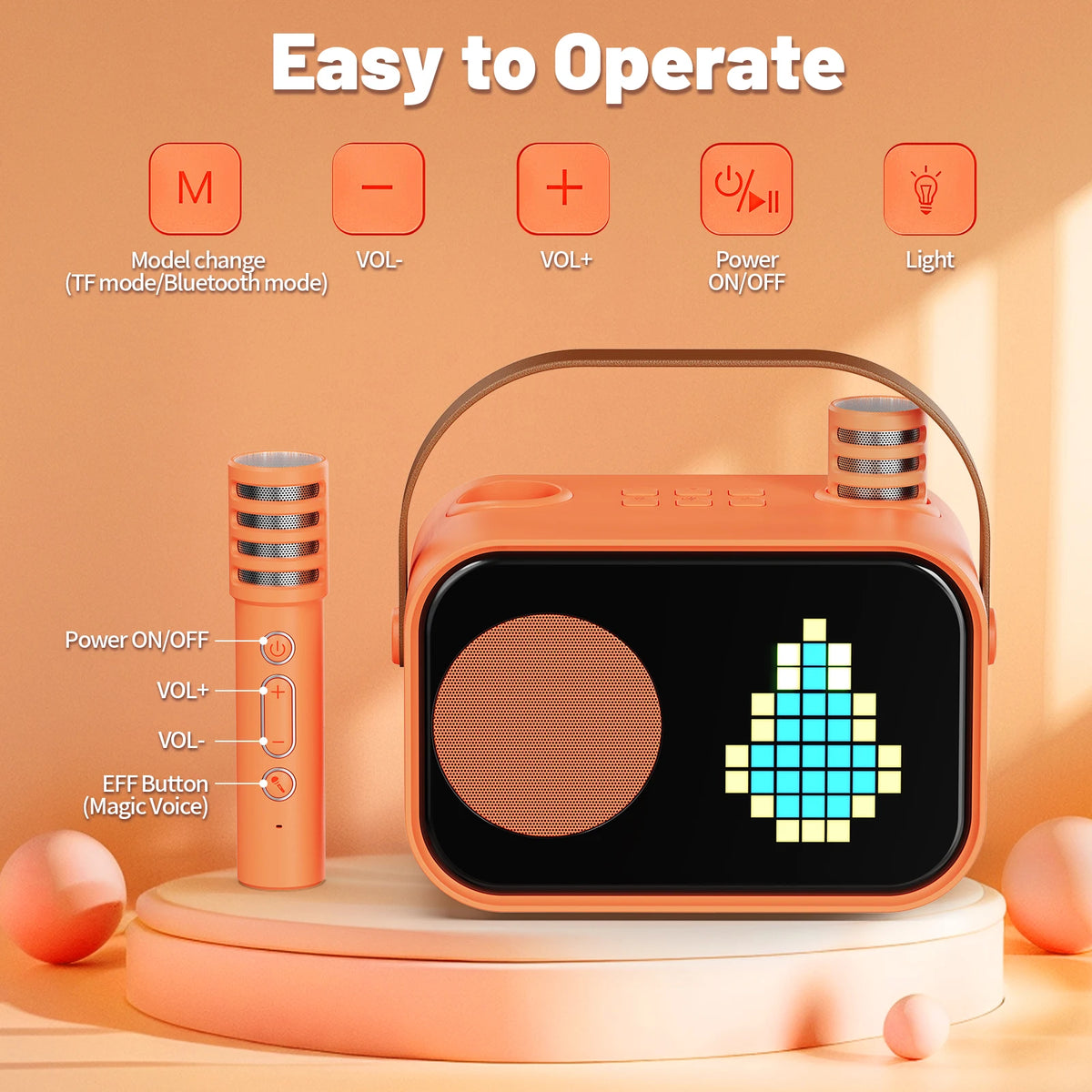 D58 Karaoke Machine for Children and Adults, Mini Portable Bluetooth Karaoke Speaker with 2 Wireless Microphones