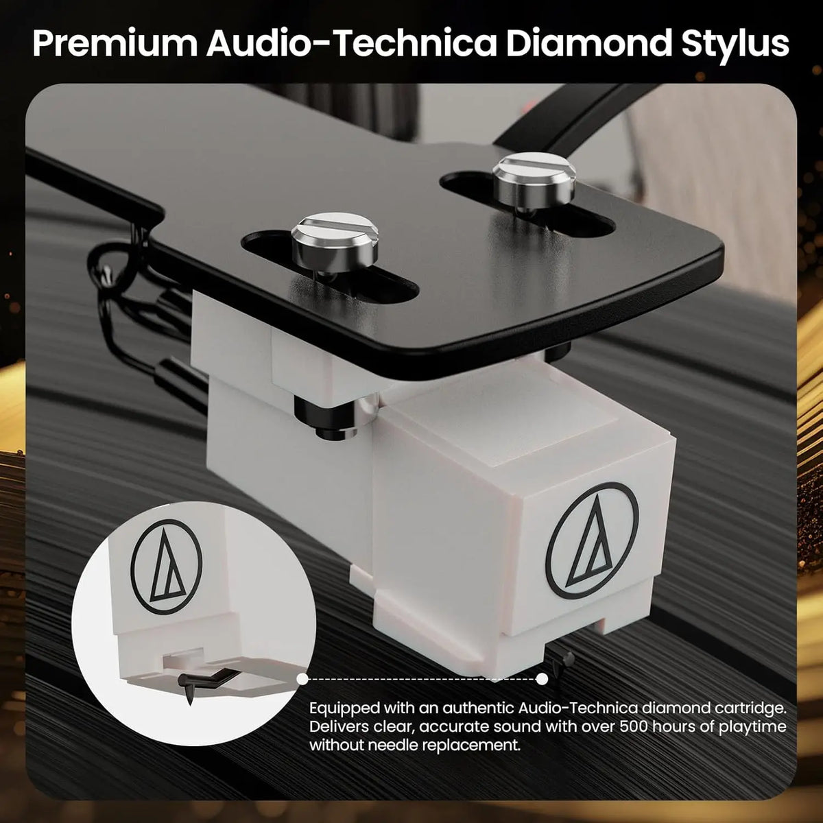 Vinyl Record Player with 4 Speakers and Bluetooth, 2-Speed Turntable with AUX In, RCA Out, Dust Cover