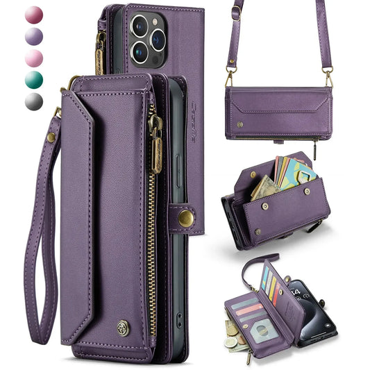 Crossbody for iPhone 16 15 14 13 12 11 Pro Max XS XR SE Case Wallet Card Holder