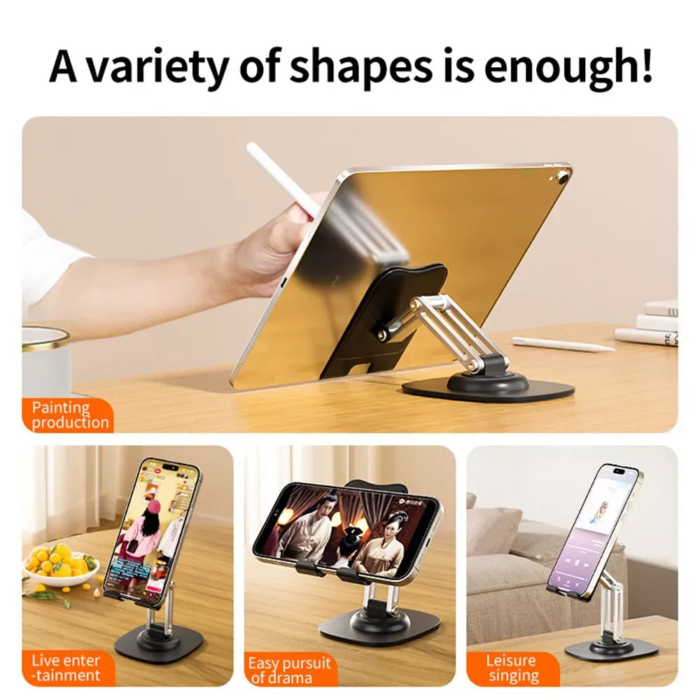 Multi-Function Folding Lift blet Desktop StandLazy Mobile Phone Stand Al Tauminum Mobile Phone  360° Rotating Live Stand