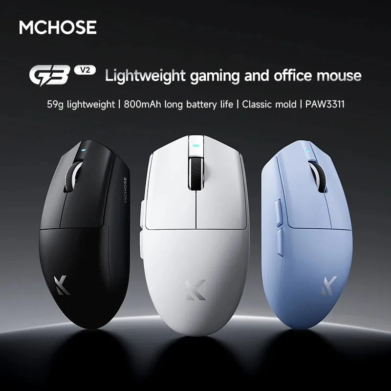MCHOSE G3 V2 Wireless Gaming Mouse E-sports Lightweight Three Mode Bluetooth PAW3311 High Performance 800mAh Office 59g Mouse