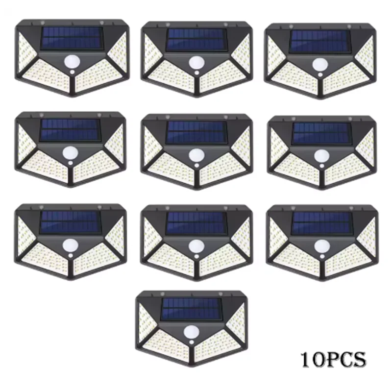 2/4/8/10PCS Solar Light Outdoor 100 LED Wall Lamp PIR Motion Sensor Lamp Waterproof LED Lights For Garden Street Decoration