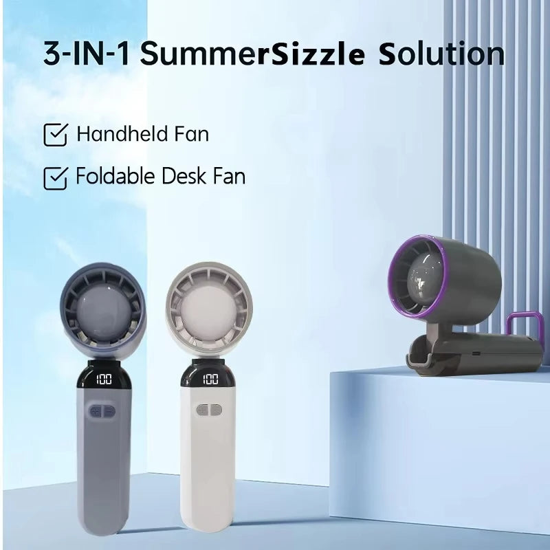 Mini Handheld USB Fan Strong Breeze Fast Charging Silent High-Speed Air Cooling Portable Fan Personal for Travel Outdoor